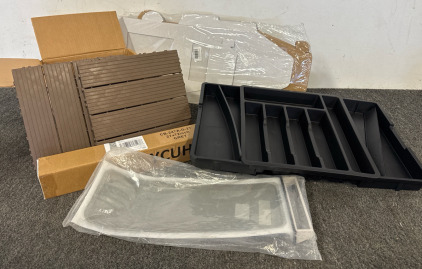 New Amazon Finds - Plastic Interlocking Deck Tiles, (9) Pack Balcony Flooring, 12"x12" Waterproof Outdoor Flooring, (6) Tall Cake Boxes- 10x10x12&rdquo;, Cordless Roller Shades Pull Down Window Blinds Room Darkening, Black Drawer Organizer, Lint Filter Replace