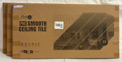 (3) Art 3D (10-Pack) Smooth Drop Ceiling Tile 2ft x 4ft - Fire-Rated, Waterproof, Reusable - Premium PVC, No Sag And Breakage - Cover 80 Sq. Ft, White 30 All Together