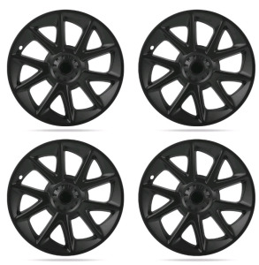 Richeer 4PCS Model 3 Hubcaps - 18 Inch Matte Black Leaf Style Wheel Cover Hub Cap Fit For 2017-2023 Models, Model 3 Accessories!