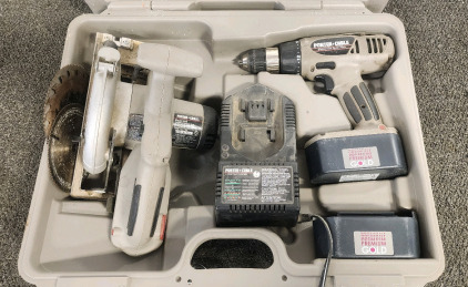 Porter Cable Cordless Drill And Circular Saw, (2) 19.2 Batteries And Charger!