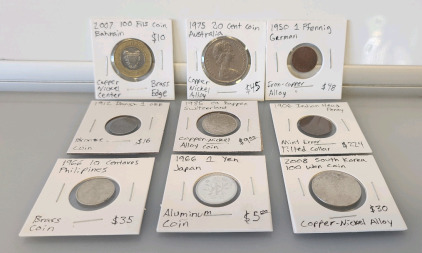 (9) Foreign Coins!- Including Japan, Philippines, South Korea, And More!