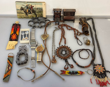 Antique Native-Inspired Beaded Jewelry, Tribal Accessories, & Curios Lot &ndash; Unique Mixed Treasures!