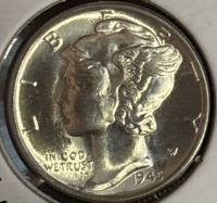 1945 MS68 RARE Gem Silver Mercury Dime - 3