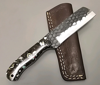 Hand Made Carbon Steel Cowboy Bull Cutter, Full Tang, Leather Sheath- Brand New