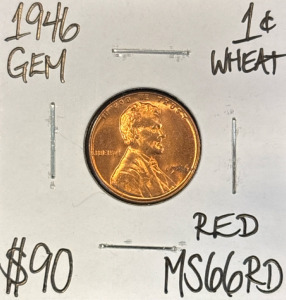 1946 MS66RD Red Gem Wheat Copper Cent