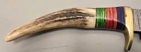 Hand Made Damascus Steel Hunting Knife By Hunting Hawk Inc W/ Leather Sheath - 3