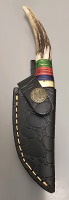 Hand Made Damascus Steel Hunting Knife By Hunting Hawk Inc W/ Leather Sheath - 4