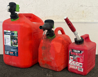 (3) Gas Cans &mdash; 5Gal, 2Gal & 1Gal