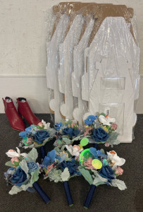 (4) Sets Of 6 Cakeboxes (10&rdquo;x10&rdquo;x12&rdquo;), (6) Bridesmaid's Bouquets, Red Heel Boots