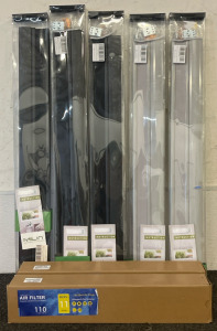 (3) Black Cordless Cellular Shades, (2) Grey Cellular Shades & (2) 110 Air Filters