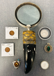 Collector Coins, Necklace Pendants, And Custom Made Magnifying Glass