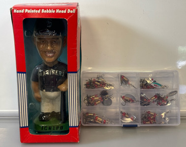 Collectable &ldquo;Mariners&rdquo; Hand Painted Bobble Head Doll And Variety Of Fishing Hooks