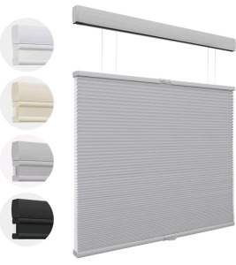 (2) MiLin Top Down Bottom Up Cordless Cellular Shades No Drill Color-Matched No Tools Cellular Blinds for Windows Honeycomb Design Blinds & Shades (Blackout Grey, 35" W x 64" H) And (2) MiLin Cordless Cellular Shades Top Down Bottom Up Color-Matched Light