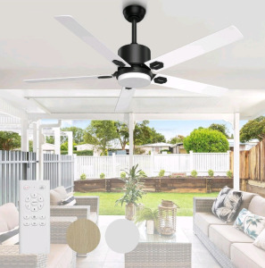 (1) BECLOG 60" Ceiling Fan with Light, Ceiling Fans Indoor Outdoor with Remote Ceiling Fan DC Motor with Lights LED for Patios, Bedroom, Farmhouse, Dining Room, Kitchen, Living Room, (2) MiLin Top Down Bottom Up Cordless Cellular Shades No Drill Color-Mat