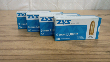 Ammo! 200rds ZVS 9mm 124gr FMJ