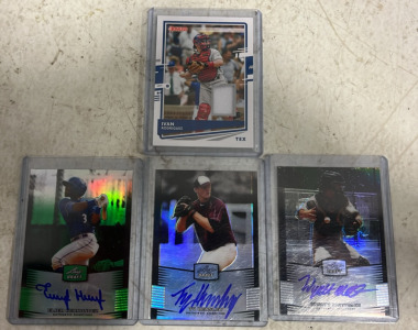 (3) Leaf Draft Autographed Baseball Cards With Certificates of Authenticity (1) 2020 Don Russ Ivan Rodriguez