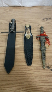 3) Fantasy Daggers 14"-18" Full Tang Fish Dagger