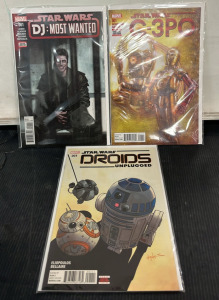 (3) Assorted Star Wars Comic Books; DJ: Most Wanted, C-3PO, Droids Unplugged