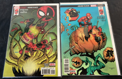 (2) Marvel Legacy Arms Race Deadpool vs Spiderman Comic Books