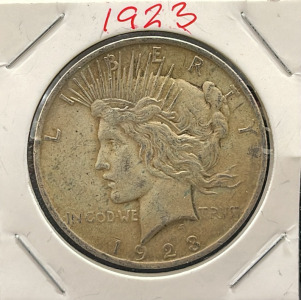 1923 United States Peace Dollar Coin, Silver Composition