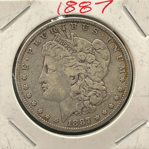 1887 Morgan Silver Dollar, Philadelphia Mint, 90% Silver