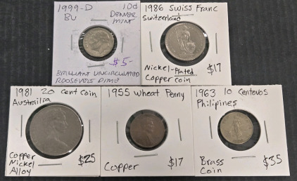 (5) Assorted Collector Vintage Coins (See Description for Info)
