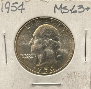 1954 Washington Quarter, 90% Silver, United States Coin