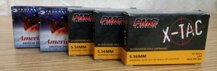 Ammo! 100rds 5.56x45mm-American Eagle 55gr FMJ, PMC 62gr LAP Green Tip
