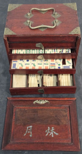 Antique Hand-Crafted 19th Century Bone & Bamboo Mahjong