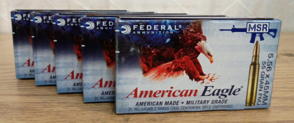 Ammo! 100rds American Eagle 5.56x45mm 55gr FMJ