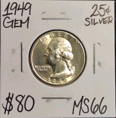 1949 MS66 Gem Silver Washington Quarter