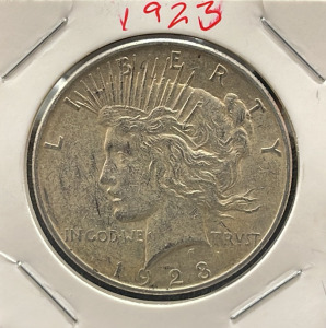 1923 Peace Dollar Coin, United States, Silver