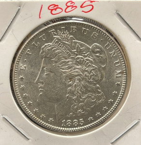 1885 Morgan Dollar Coin, One Dollar, 90% Silver, U.S. Mint