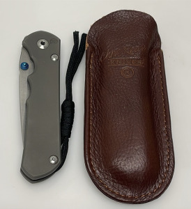 Chris Reeve Sebenza 21 Folding Knife, Titanium Handle, Leather Sheath