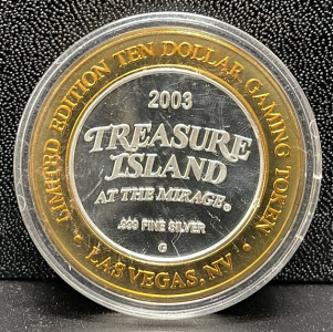 2003 Treasure Island .999 Fine Silver $10 Gaming Token, Limited Edition, Las Vegas