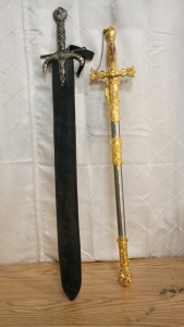 2) Fantasy Swords With Scabbards 36-39" Knights Regalia Gold Embellished Sword