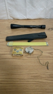 Vintage Kollmorgen 6x Rifle Scope, Vintage Pickett Slide Role With Case and Vintage Sterling Pocket Voltammeter