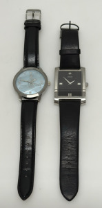 GUESS and Germain Allarm Analog Wristwatches, Leather Bands, Stainless Steel Cases