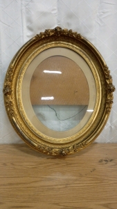 Snow and Co Large Antique Oval Mirror Gold Ornate 25x29