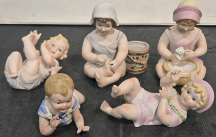 Set of (5) Vintage Hand-Painted "Piano Baby" Porcelain / +$100 Combined Value!