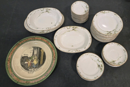 Vintage Adams "Cries of London" Decor Plate / +$40 Value! & Large Set of Haviland Limoges Bowls & Plates of Assorted Sizes / +$200 Value!