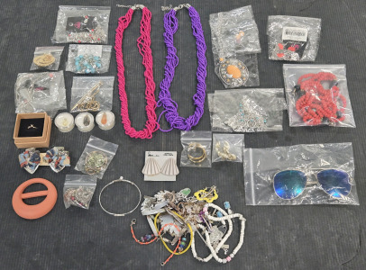 Lots of Assorted Dress Jewelry & Some Gemstones & Sunglasses