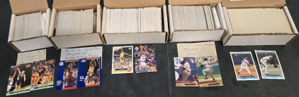 (5) Boxes of Assorted Early 90s Basketball & Baseball Cards Including: Reggie Miller, Charles Barkley, Earvin (Magic) Johnson, Pat Mahomes, John Kiely, & Much More!