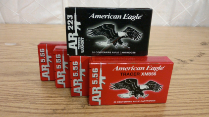 Ammo! 100rds American Eagle 5.56mm-80rds 64gr Tracer XM856, 20rds 50gr Tipped Varmint