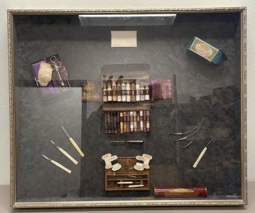 Antique Surgical Set with Syringe, Scalpels, Hooks, Needles, Silk Threads