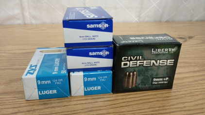 Ammo! 220rds 9mm-IMI Ball ZVS FMJ and Liberty 9mm +P Hollwpoint