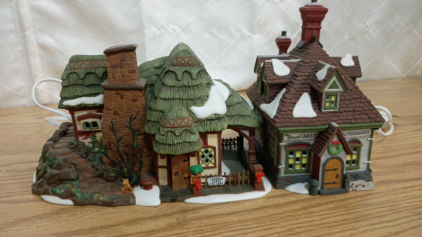 2) Department 56 Dickens Village Series-Crooked Fence Cottage and WM Wheat Cakes and Puddings