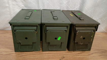3) .50cal Steel Ammo Cans-Empty