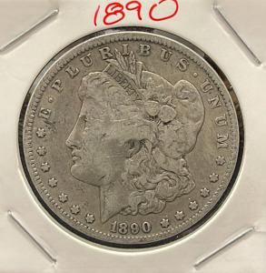 1890 Morgan Dollar, No Mint Mark, 90% Silver, 1.5-inch Diameter