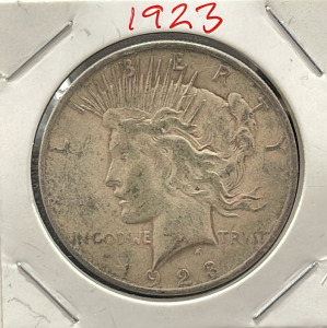 1923 United States Peace Dollar, 90% Silver, No Mint Mark